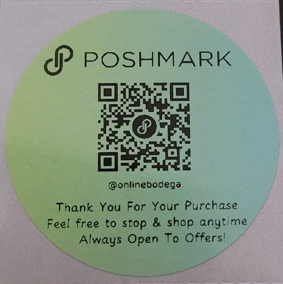 2in Poshmark QR Code Customized Stickers Ombre Green - Picture 1 of 4